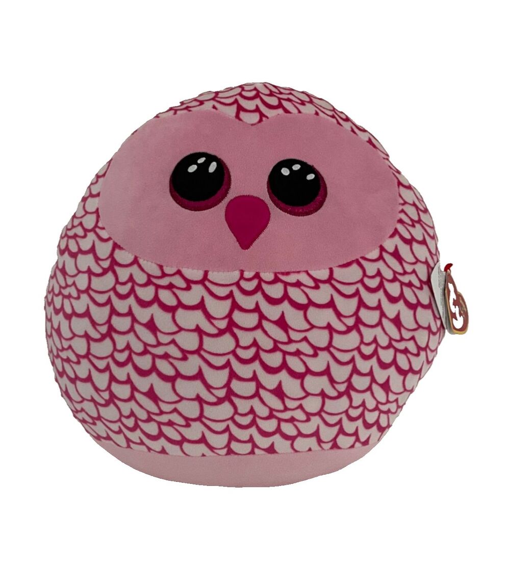Ty Squish-a-Boos Pinky the Owl 14 inch Pillow Pink NWT DOB 8/14